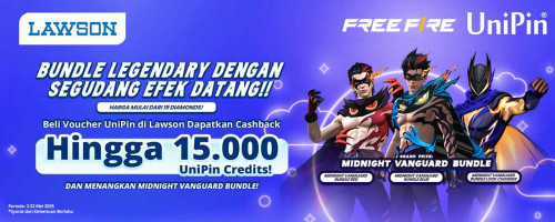 Beli Voucher UniPin di Lawson, Dapatkan Cashback 15rb dan Bundle Legendary dengan Segudang Efek Datang!!